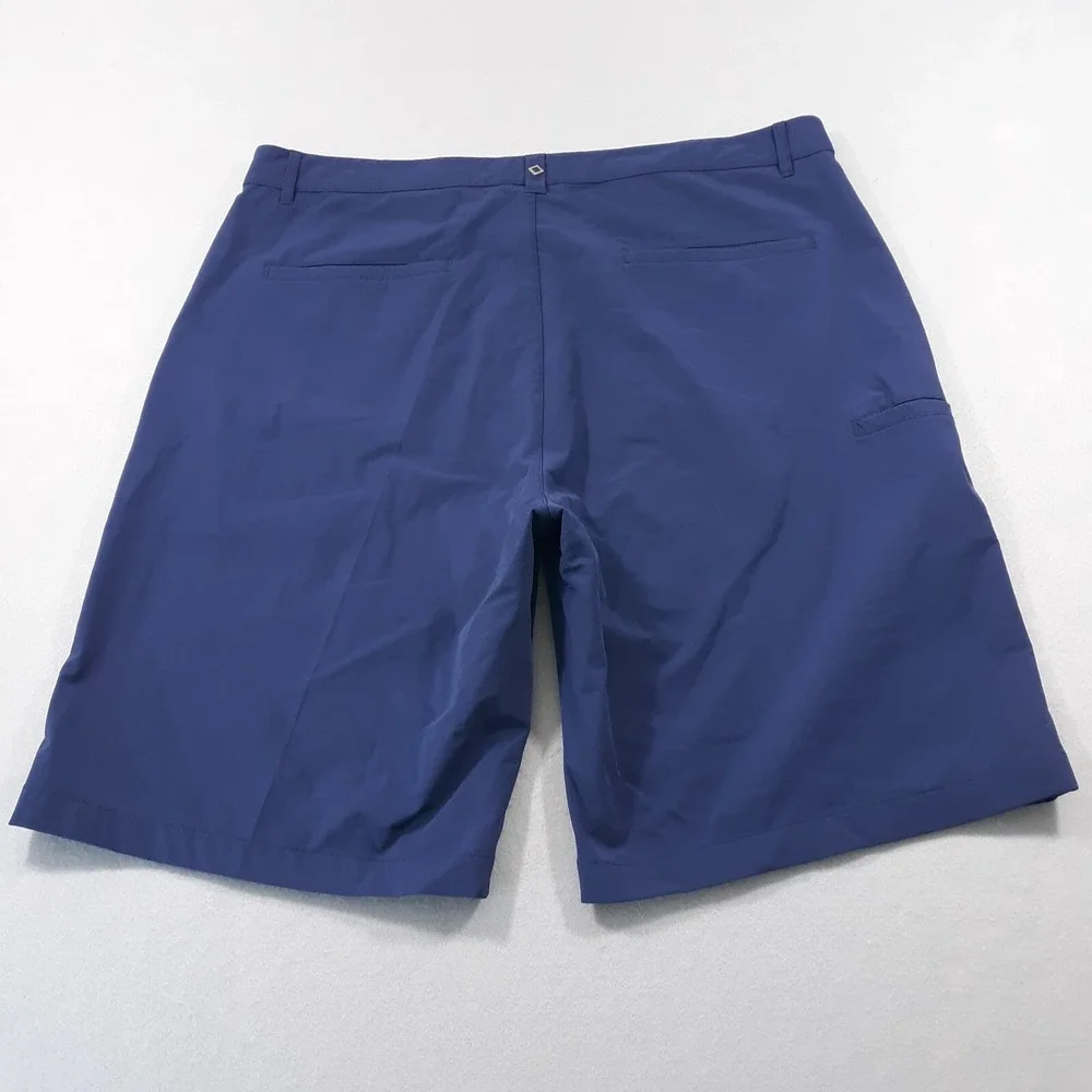 QED Style Shorts Mens Size 38 x 10 Navy Blue Nylon Blend Chino Flat Front Golf